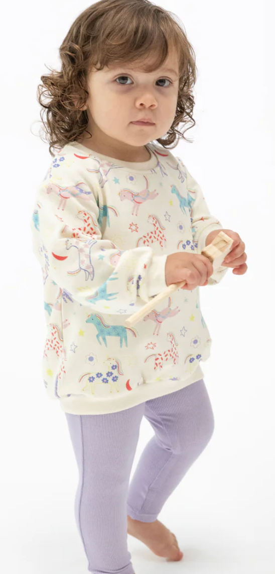 Angel Dear Puffy Oversized Sweatshirt and Rib Legging: Fun Unicorns (French Terry)