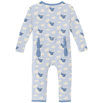 Kickee Pants Coverall With 2 Way Zipper: Dew Flying Pigs