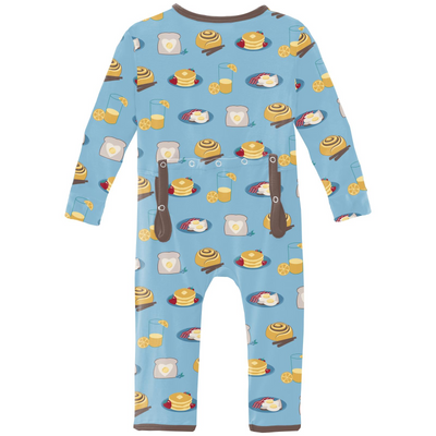 PRESALE Kickee Pants Coverall with 2 Way Zipper: Seaside Blue Breakfast in Bed