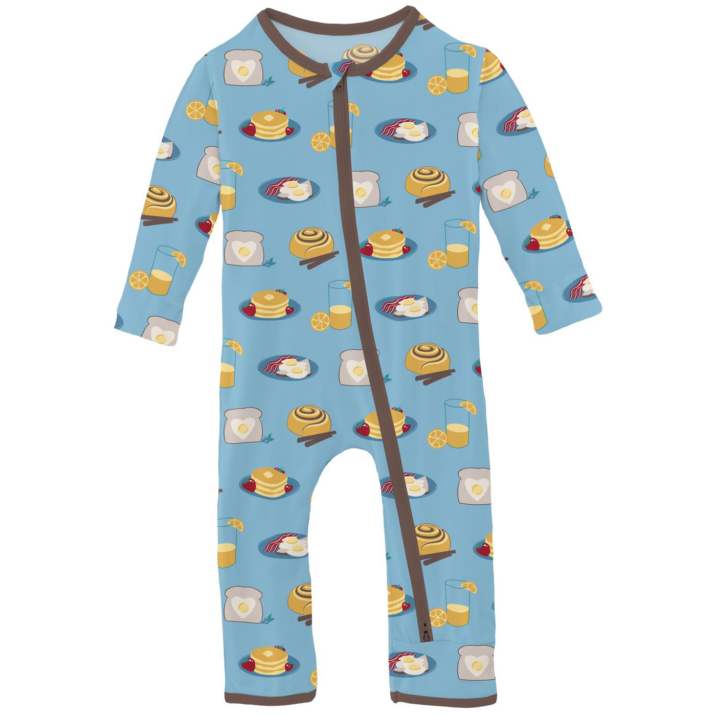 PRESALE Kickee Pants Coverall with 2 Way Zipper: Seaside Blue Breakfast in Bed