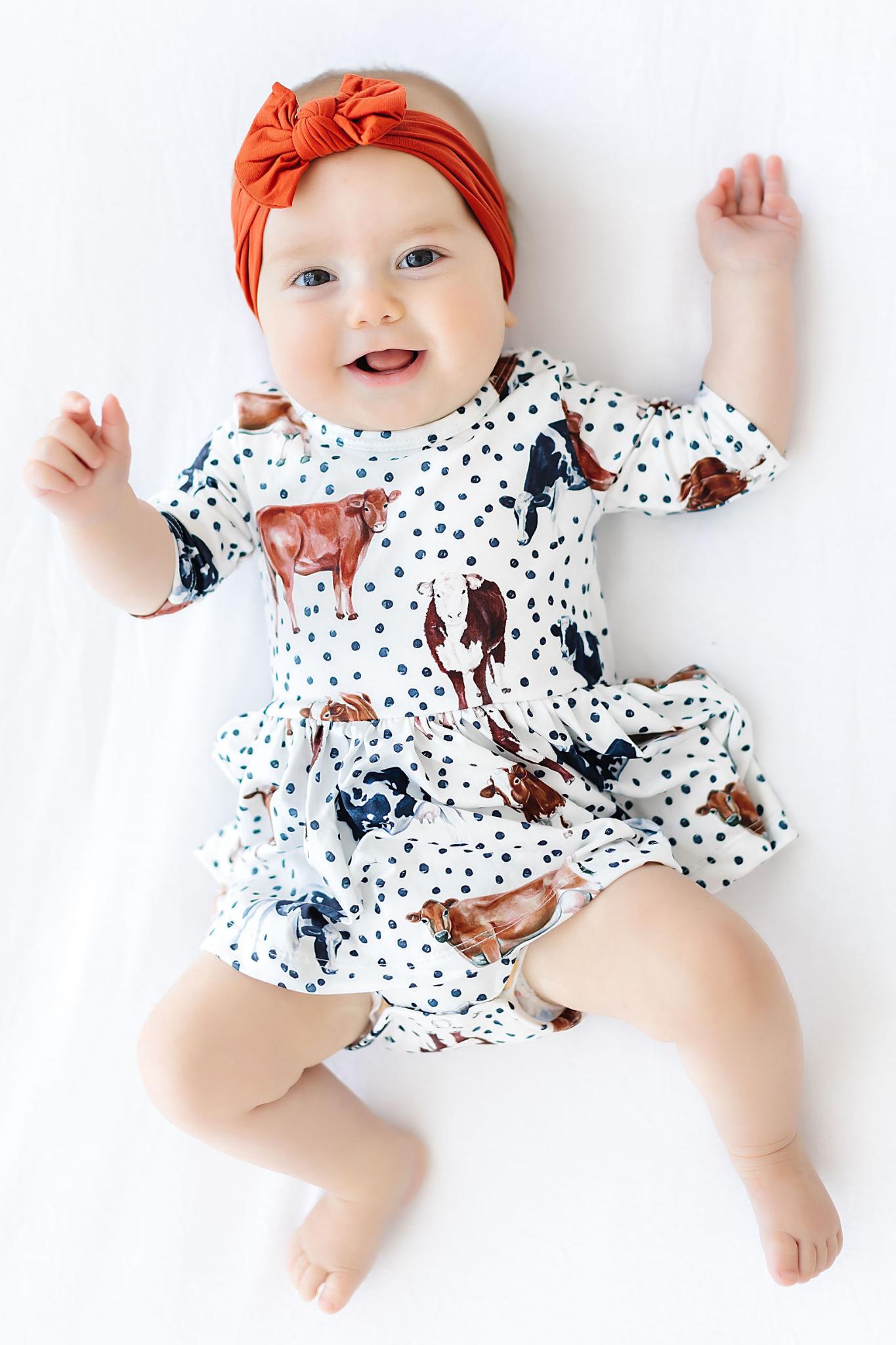 Mila & Rose:  Moo Meadows Twirl Bodysuit