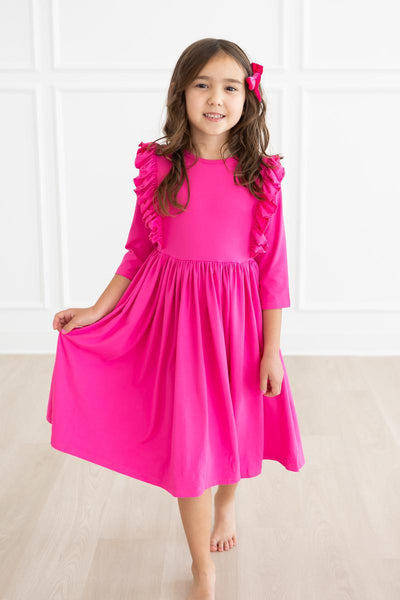 Mila & Rose:  Hot Pink Ruffle Twirl Dress