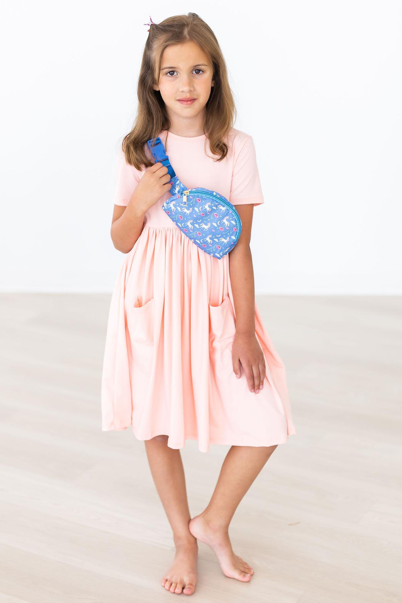 Mila & Rose:  Peach S/S Pocket Twirl Dress