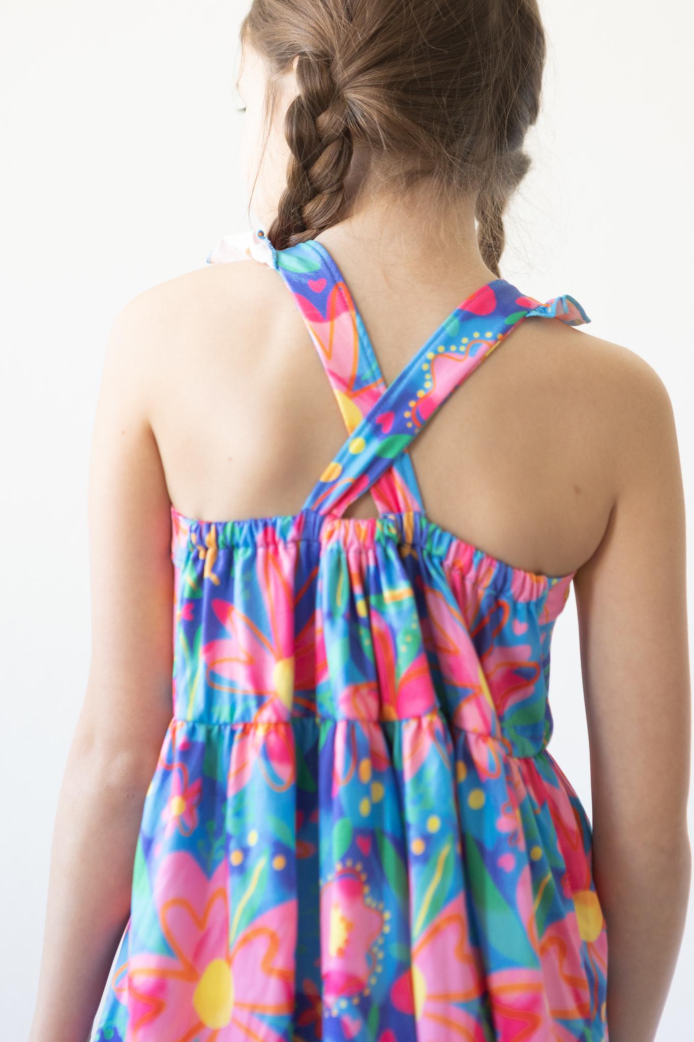 Mila & Rose:  Springing Around Ruffle Cross Back Dress