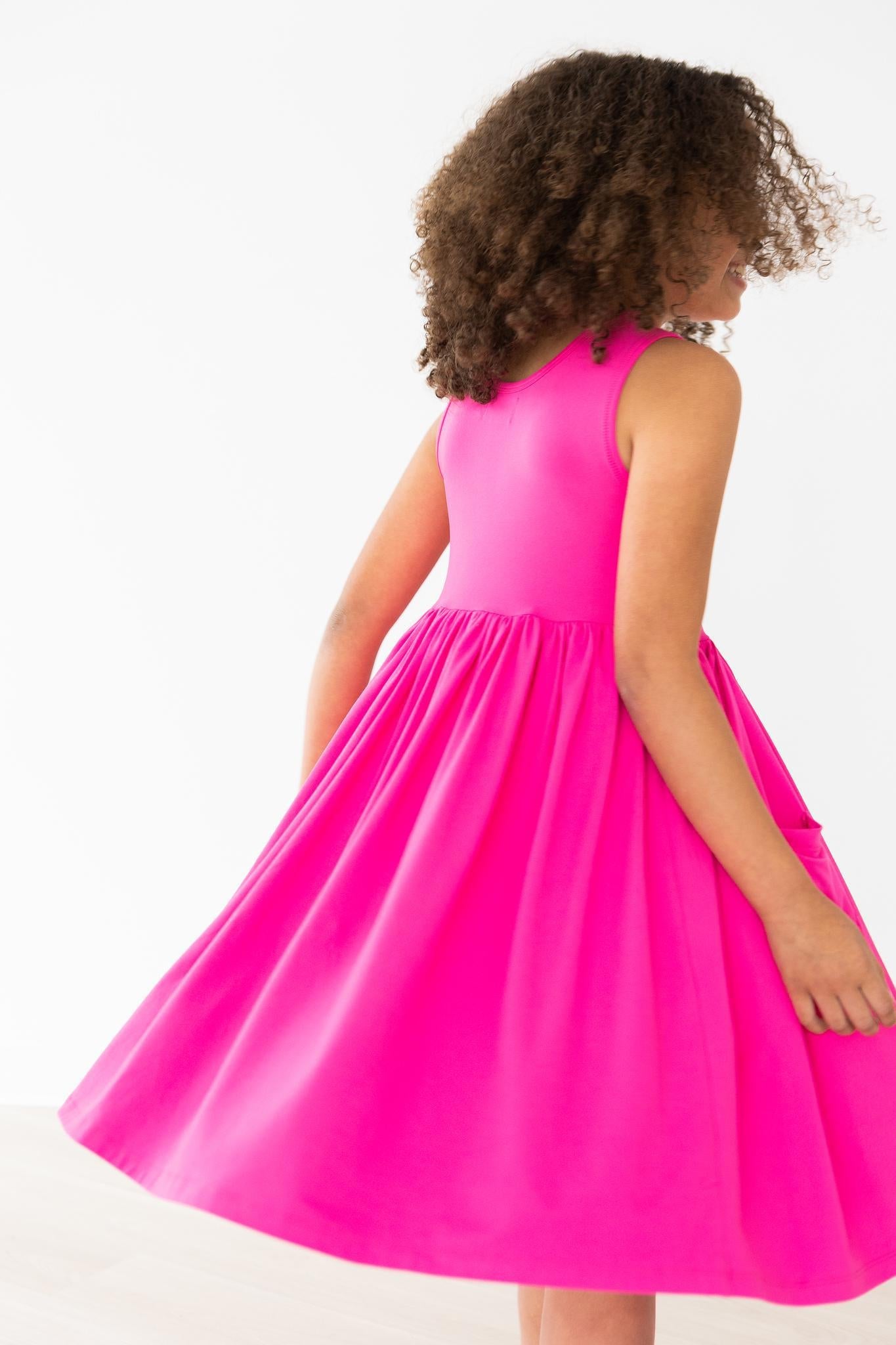 Mila & Rose:  Hot Pink Tank Pocket Twirl Dress