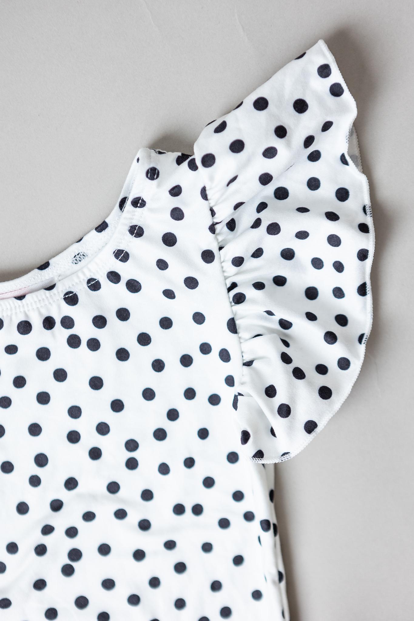 Mila & Rose:  Scattered Dot S/S Flutter Sleeve Leotard