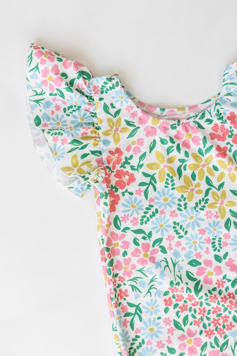 Mila & Rose:  Daffodils S/S Flutter Sleeve Leotard