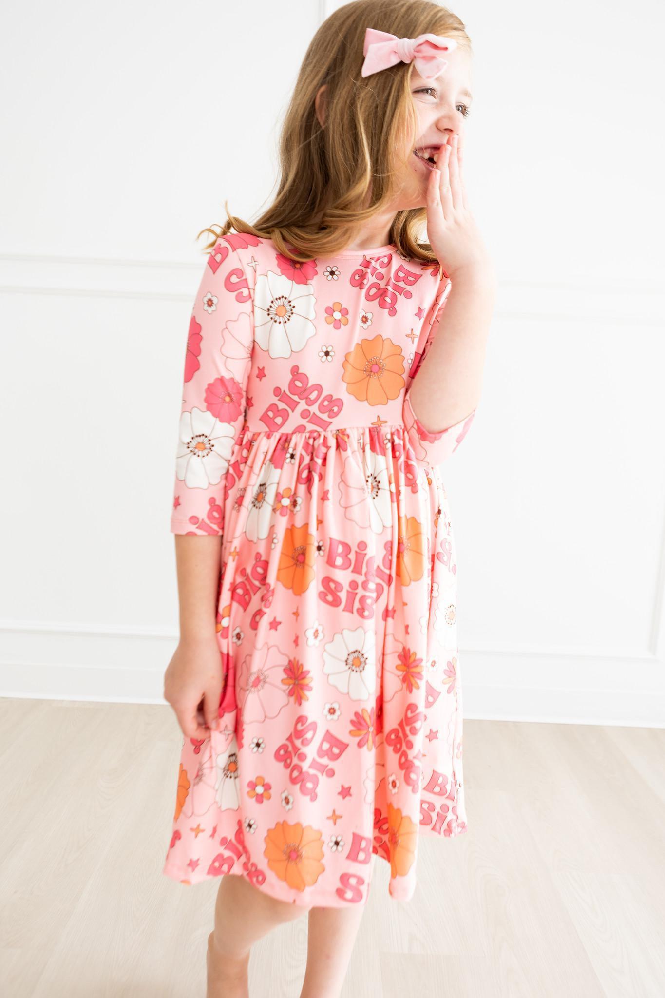 Mila & Rose:  Big Sis Floral Twirl Dress