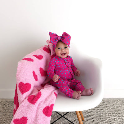 Gigi and Max - Pink Heart Plush Blanket