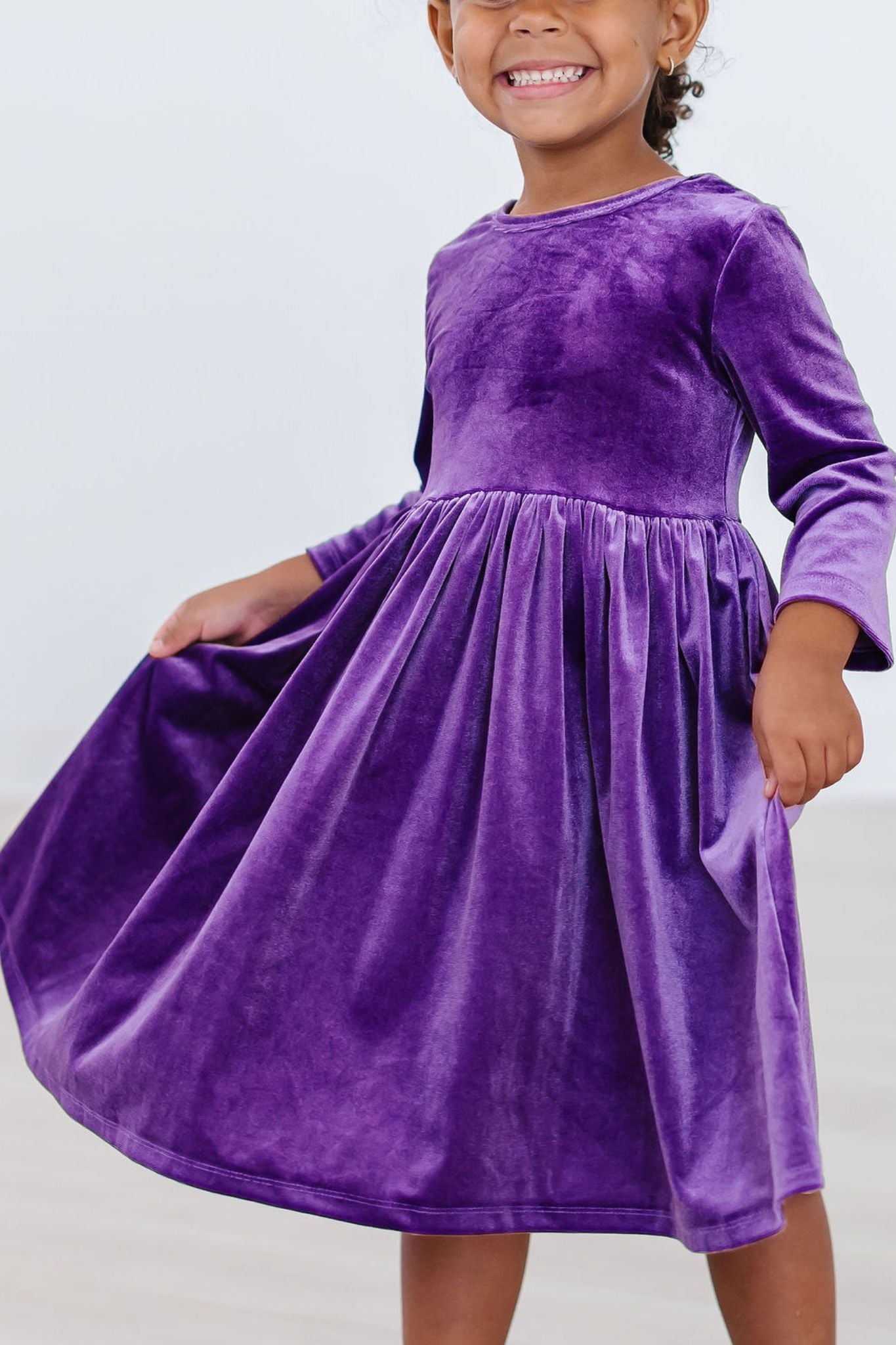 Mila & Rose:  Purple Velvet Twirl Dress