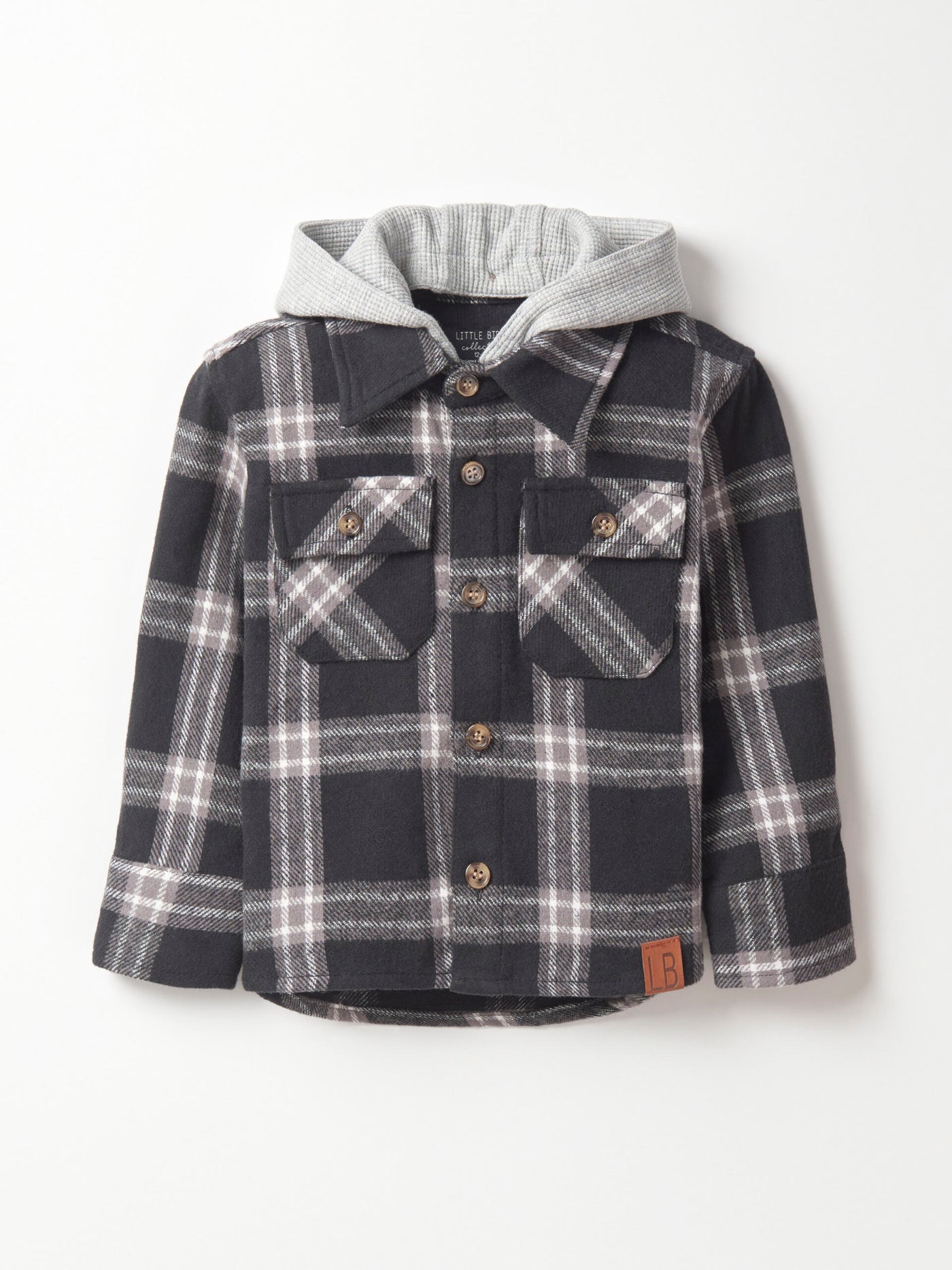 Little Bipsy Hooded Flannel: Black