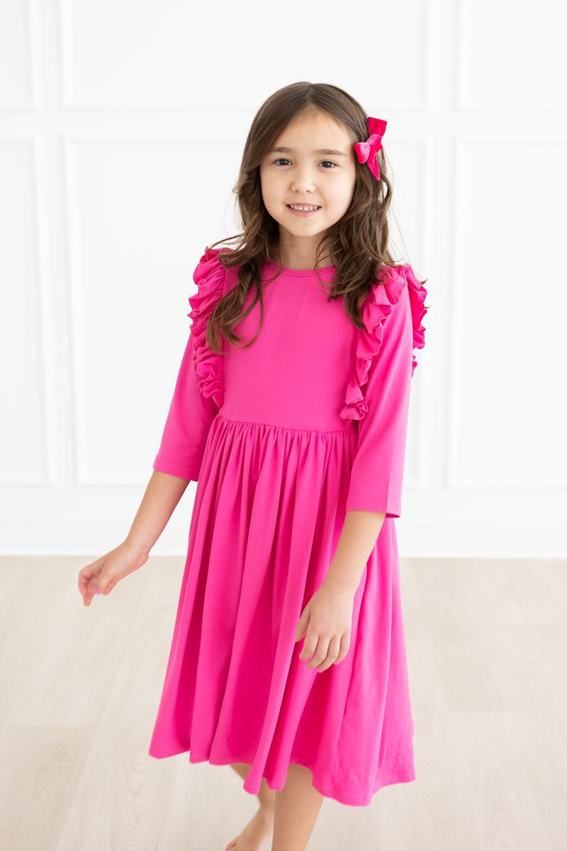 Mila & Rose:  Hot Pink Ruffle Twirl Dress