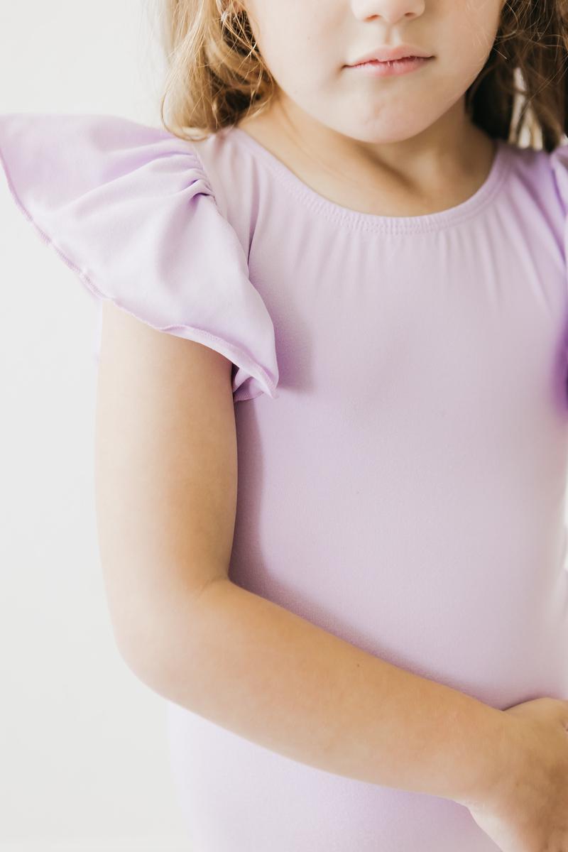 Mila & Rose:  Lavender S/S Flutter Sleeve Leotard