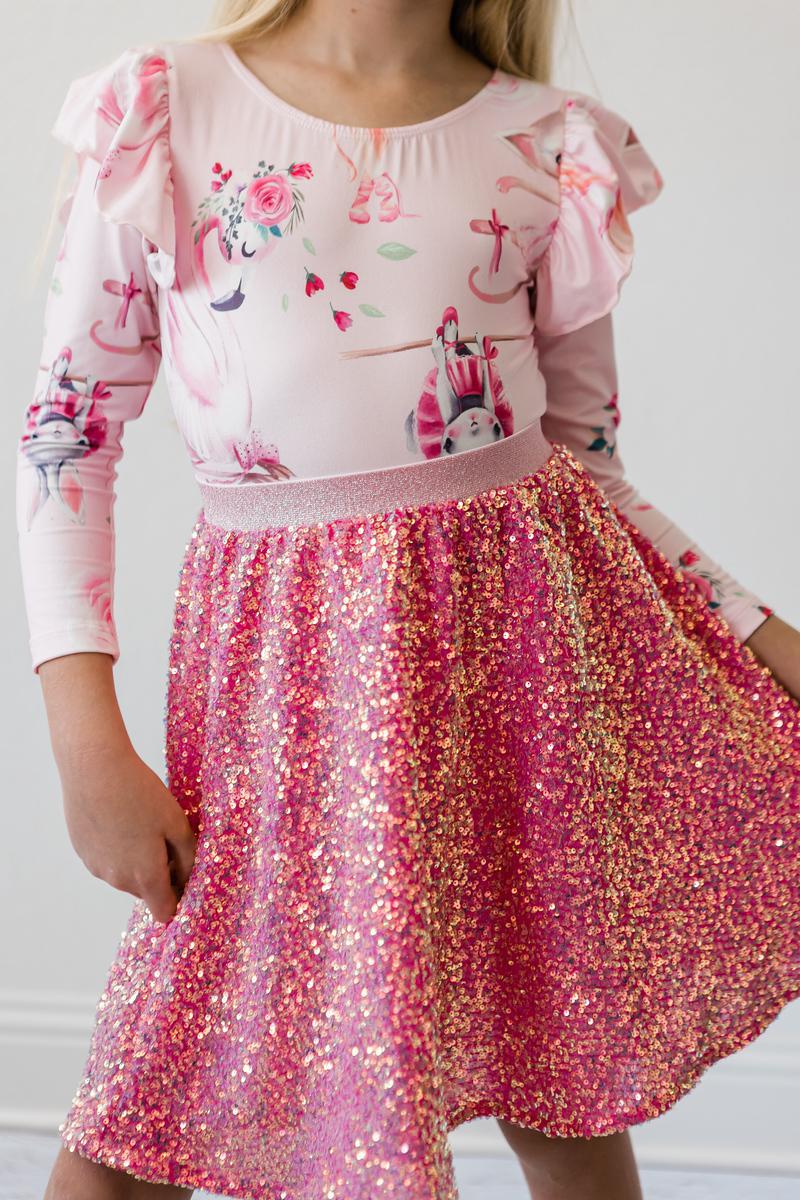 Mila & Rose:  SALE Hot Pink Sequin Twirl Skirt