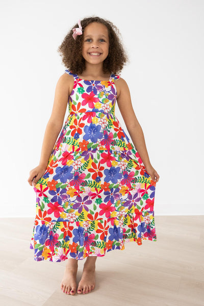 Mila & Rose:  SALE Tropical Floral Ruffle Maxi Dress