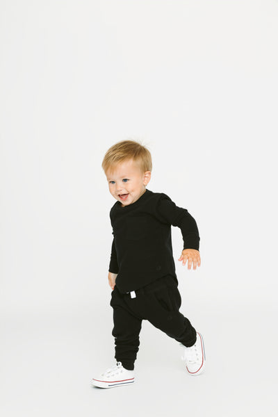 Little Bipsy Waffle Jogger: Black