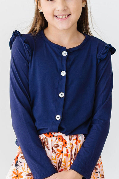 Mila & Rose:  Navy Ruffle Cardigan