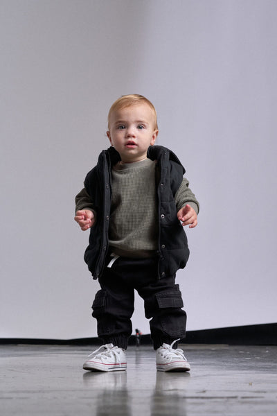 Little Bipsy Hooded Puffer Vest: Black