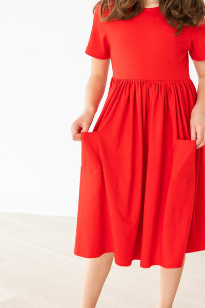 Mila & Rose:  Red S/S Pocket Twirl Dress