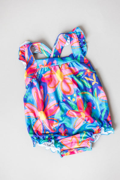 Mila & Rose:  Springing Around Ruffle Cross Back Romper