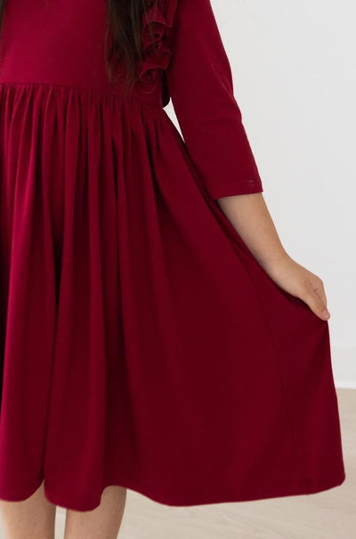 Mila & Rose:  Burgundy Ruffle Twirl Dress