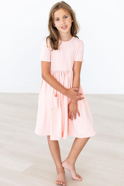 Mila & Rose:  Peach S/S Pocket Twirl Dress