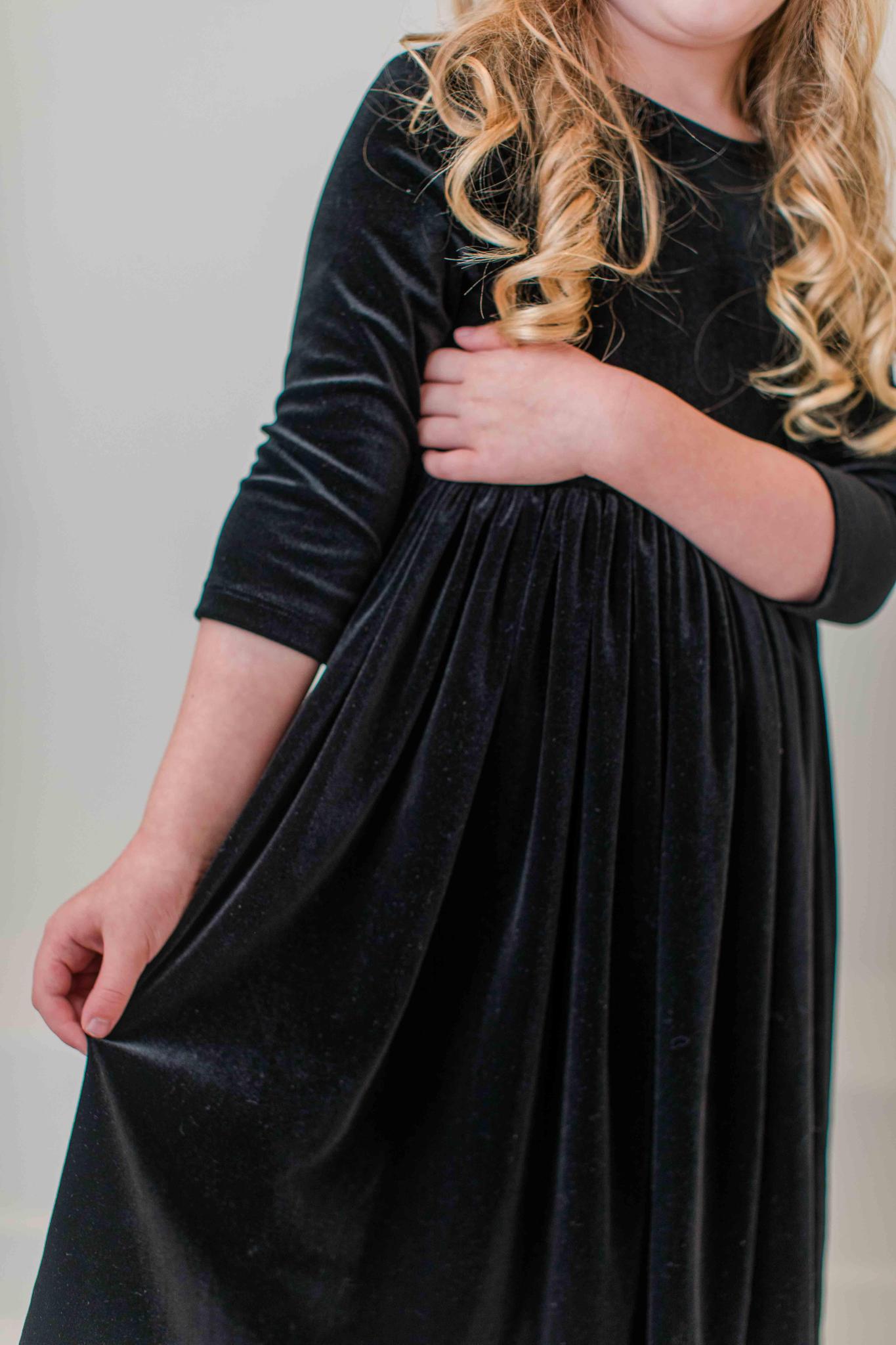 Mila & Rose:  Black Velvet Twirl Dress