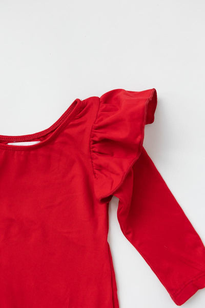 Mila & Rose:  Red L/S Flutter Sleeve Leotard