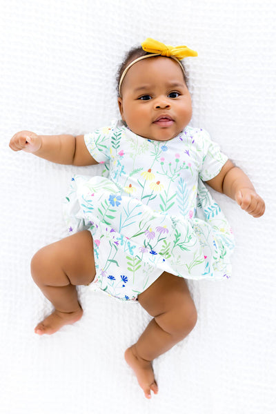 Mila & Rose:  Spring Dandelion Floral S/S Twirl Bodysuit