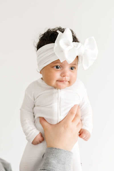 Baby Bling Bows Satin Fab Headwrap: White