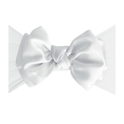 Baby Bling Bows Satin Fab Headwrap: White