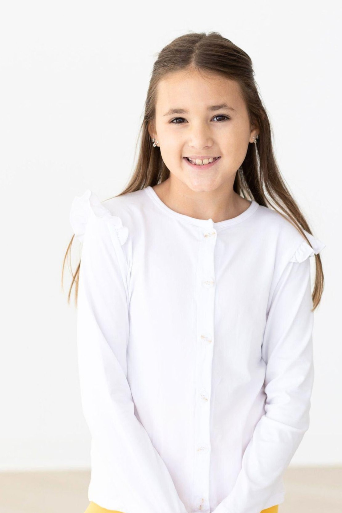 Mila & Rose:  White Ruffle Cardigan