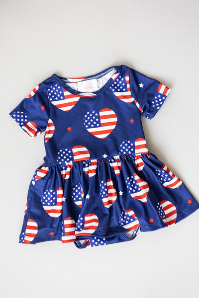 Mila & Rose:  I Heart the USA S/S Twirl Bodysuit