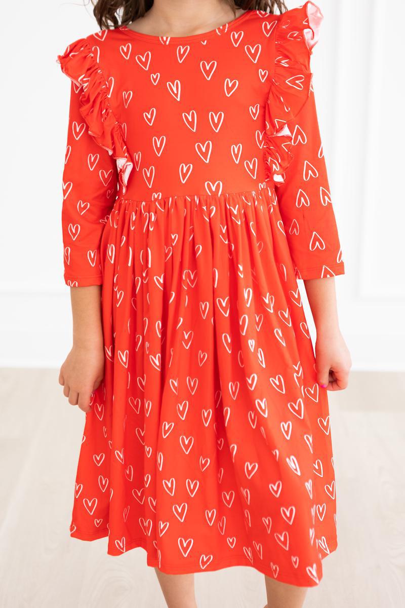 Mila & Rose:  Roses are Red Ruffle Twirl Dress