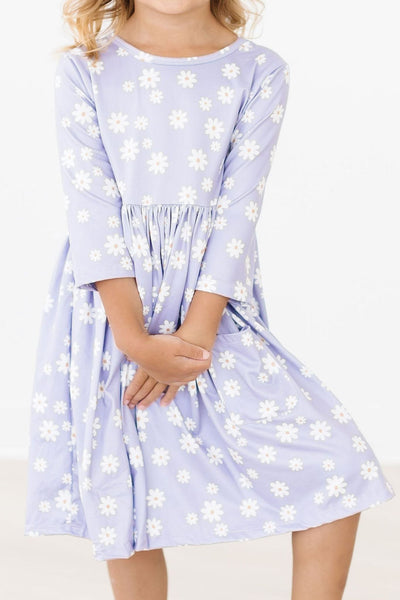 Mila & Rose:  Dainty Daisies 3/4 Sleeve Pocket Twirl Dress