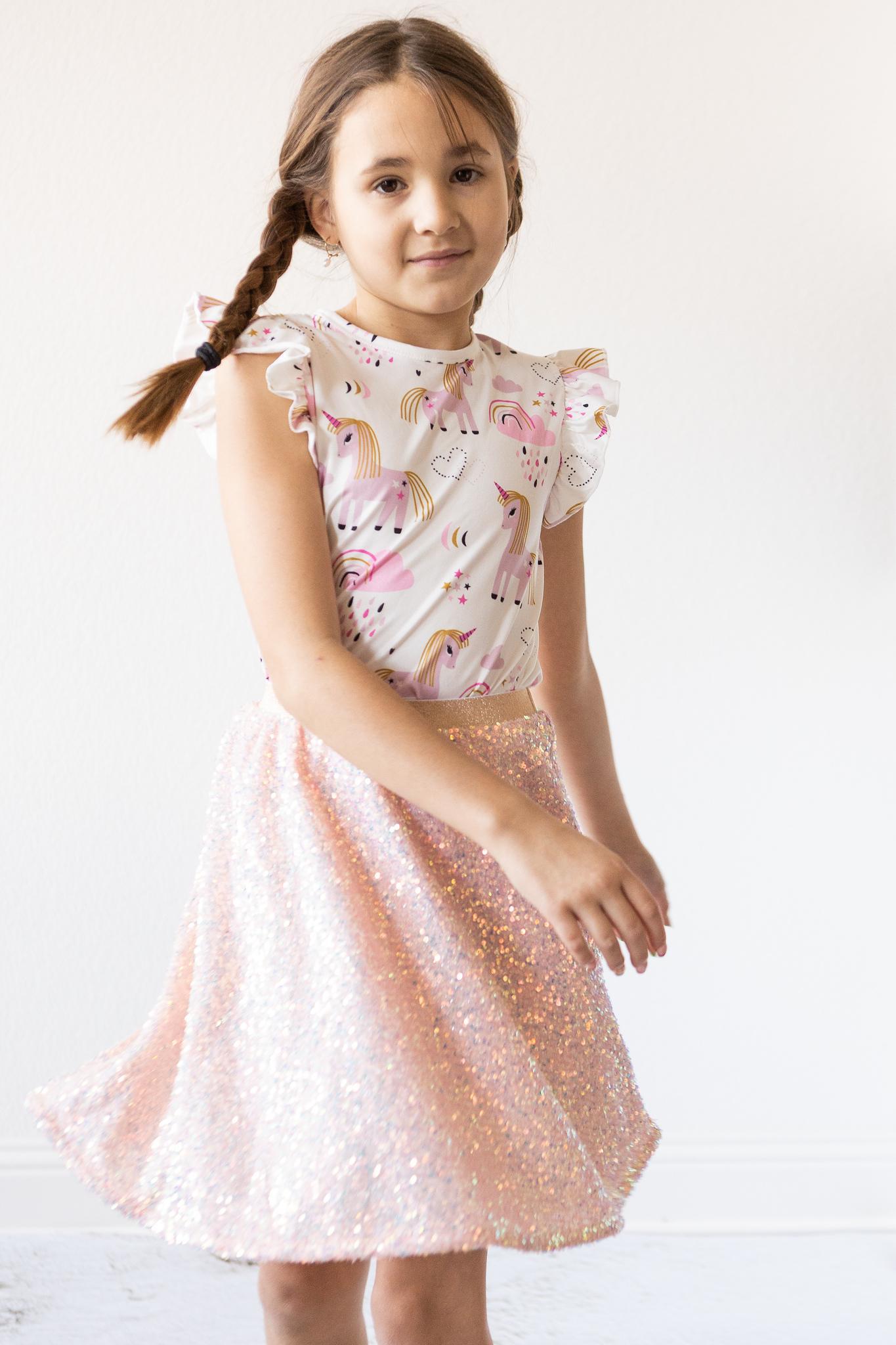 Mila & Rose:  SALE Peach Sequin Twirl Skirt