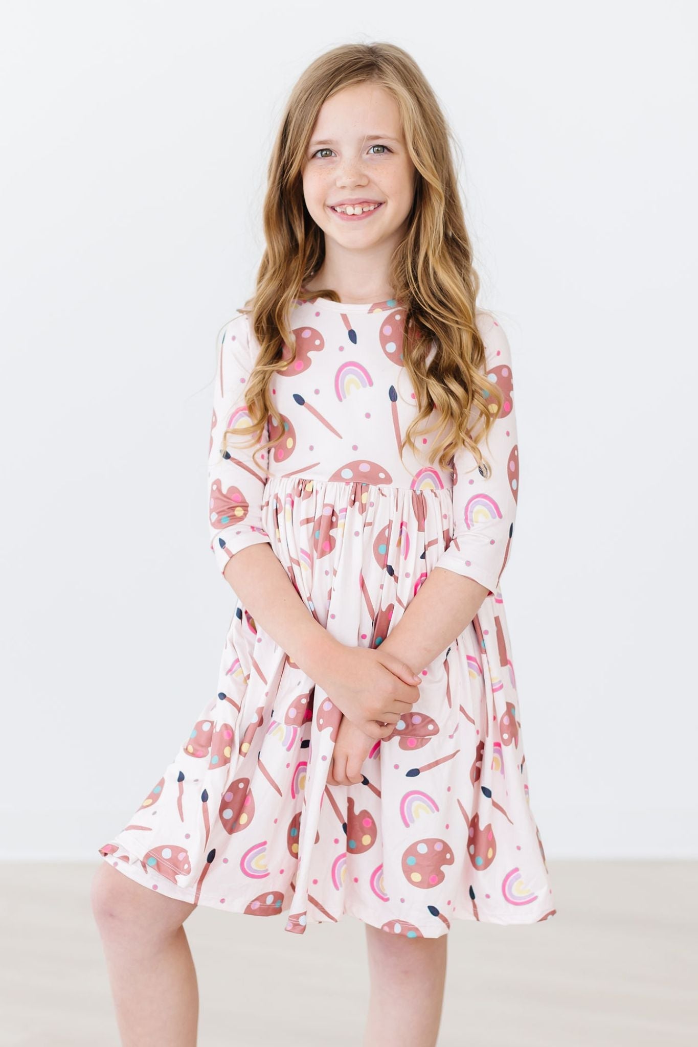 Mila & Rose:  Art Class 3/4 Sleeve Pocket Twirl Dress