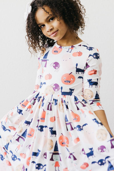 Mila & Rose:  Boo Crew 3/4 Sleeve Pocket Twirl Dress