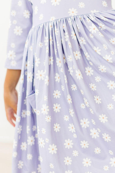 Mila & Rose:  Dainty Daisies 3/4 Sleeve Pocket Twirl Dress