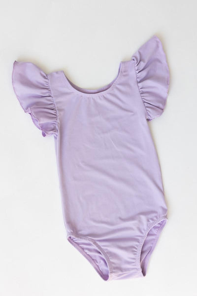 Mila & Rose:  Lavender S/S Flutter Sleeve Leotard