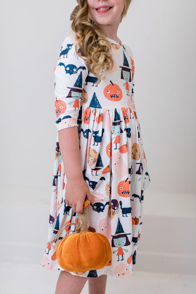 Mila & Rose:  Boo Crew 3/4 Sleeve Pocket Twirl Dress