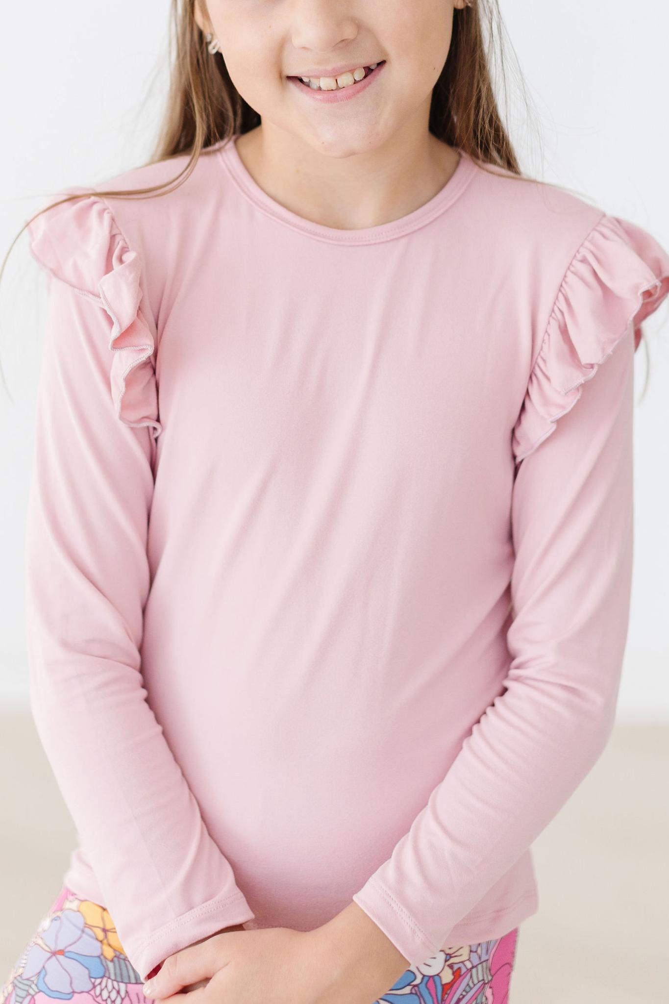 Mila & Rose:  Vintage Pink L/S Ruffle Tee