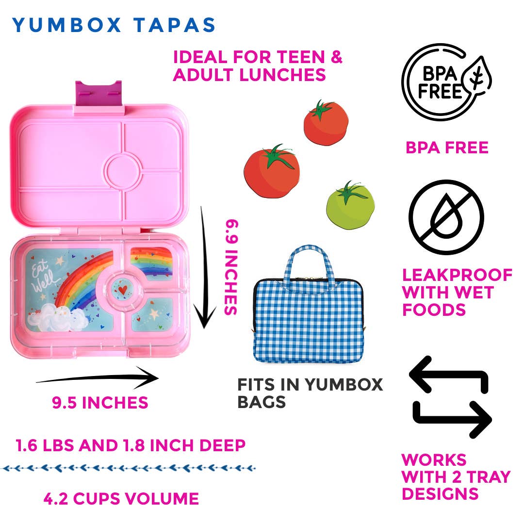 Yumbox Tapas 4 Compartments: Capri Pink (Rainbow Tray)