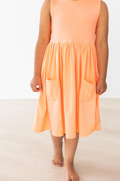 Mila & Rose:  Neon Coral Tank Pocket Twirl Dress