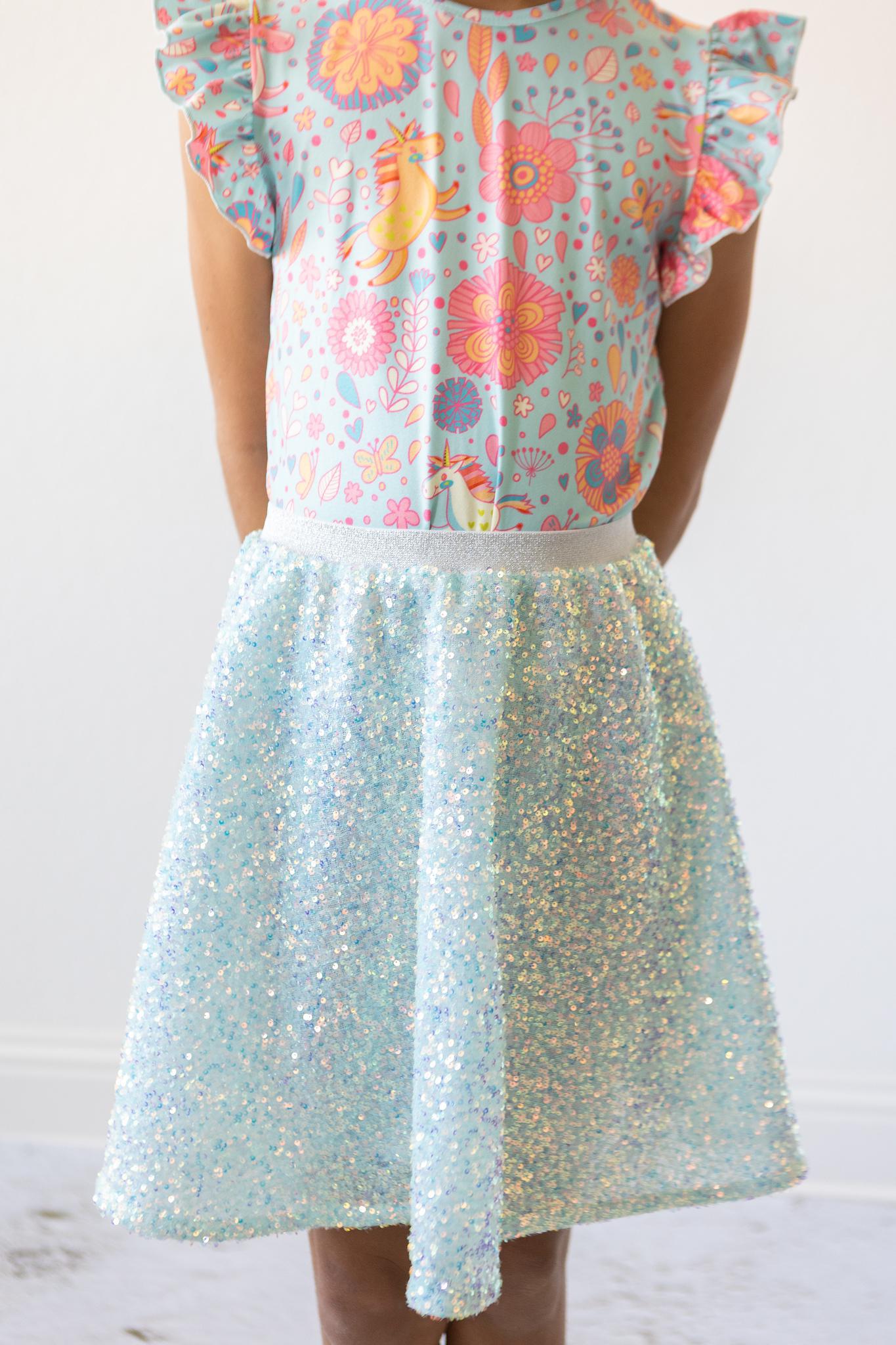 Mila & Rose:  SALE Aqua Sequin Twirl Skirt