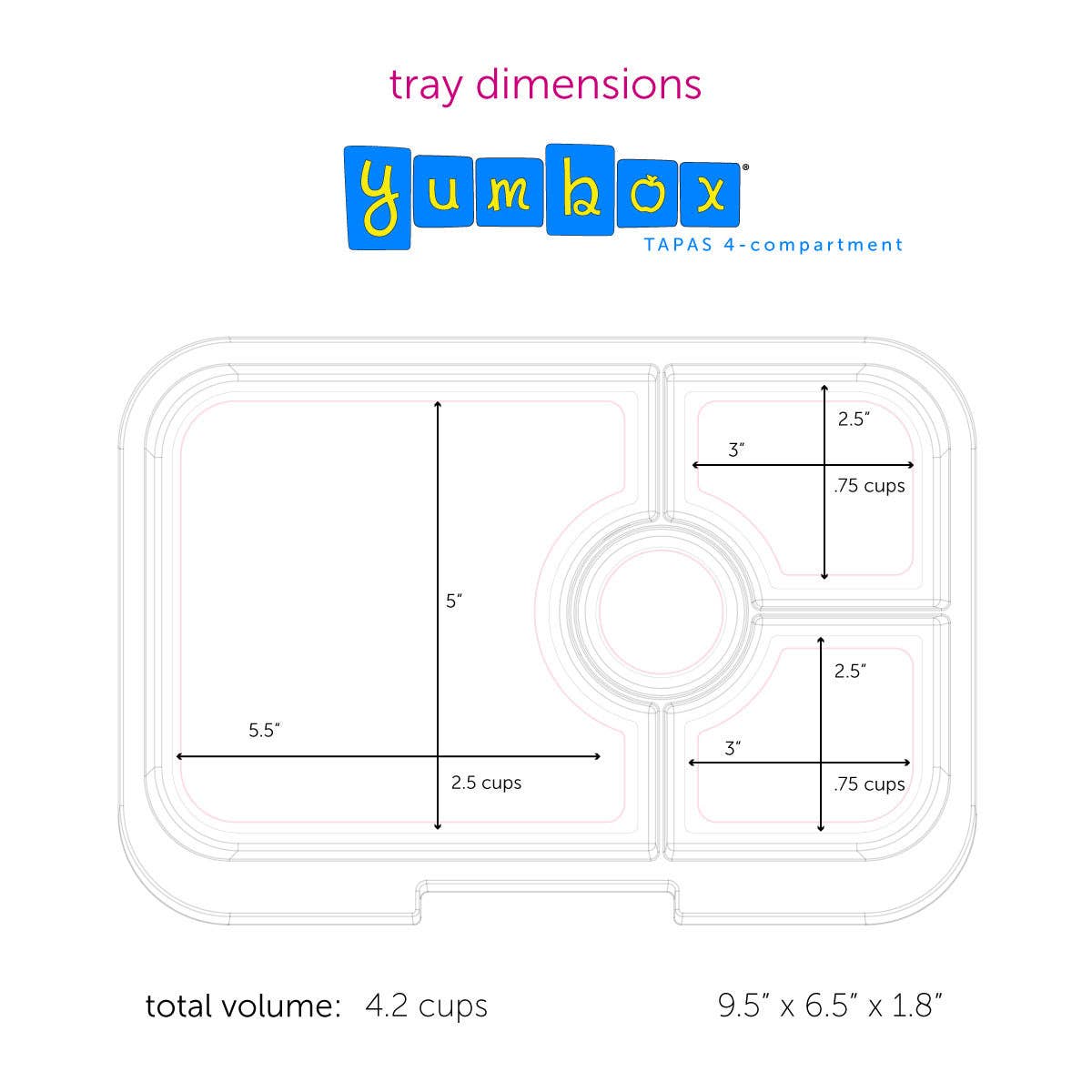 Yumbox Tapas 4 Compartments: Capri Pink (Rainbow Tray)