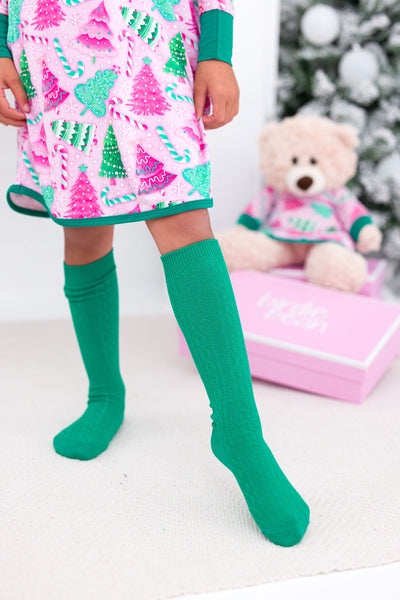 Birdie Bean Knee High Socks Set: Red and Green