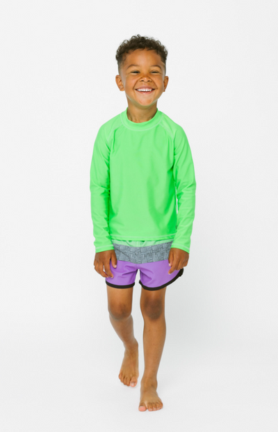 Little Bipsy Block Swim Short: Neon Green