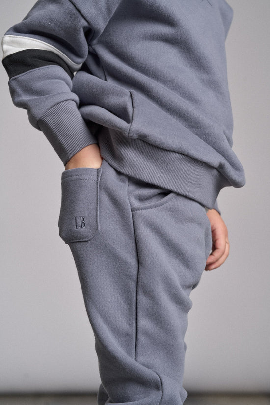 Little Bipsy Elevated Sweatpant: Blue Stripe Colorblock