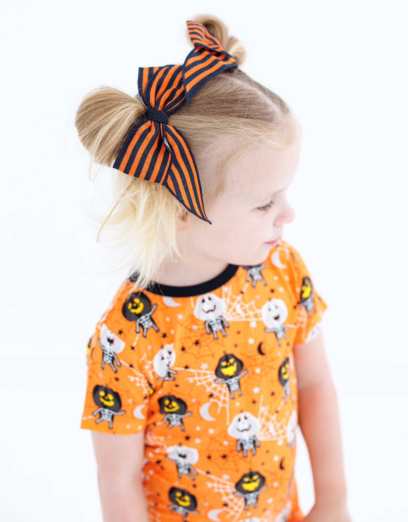 Birdie Bean Clippy Bow: Orange/Black Stripe